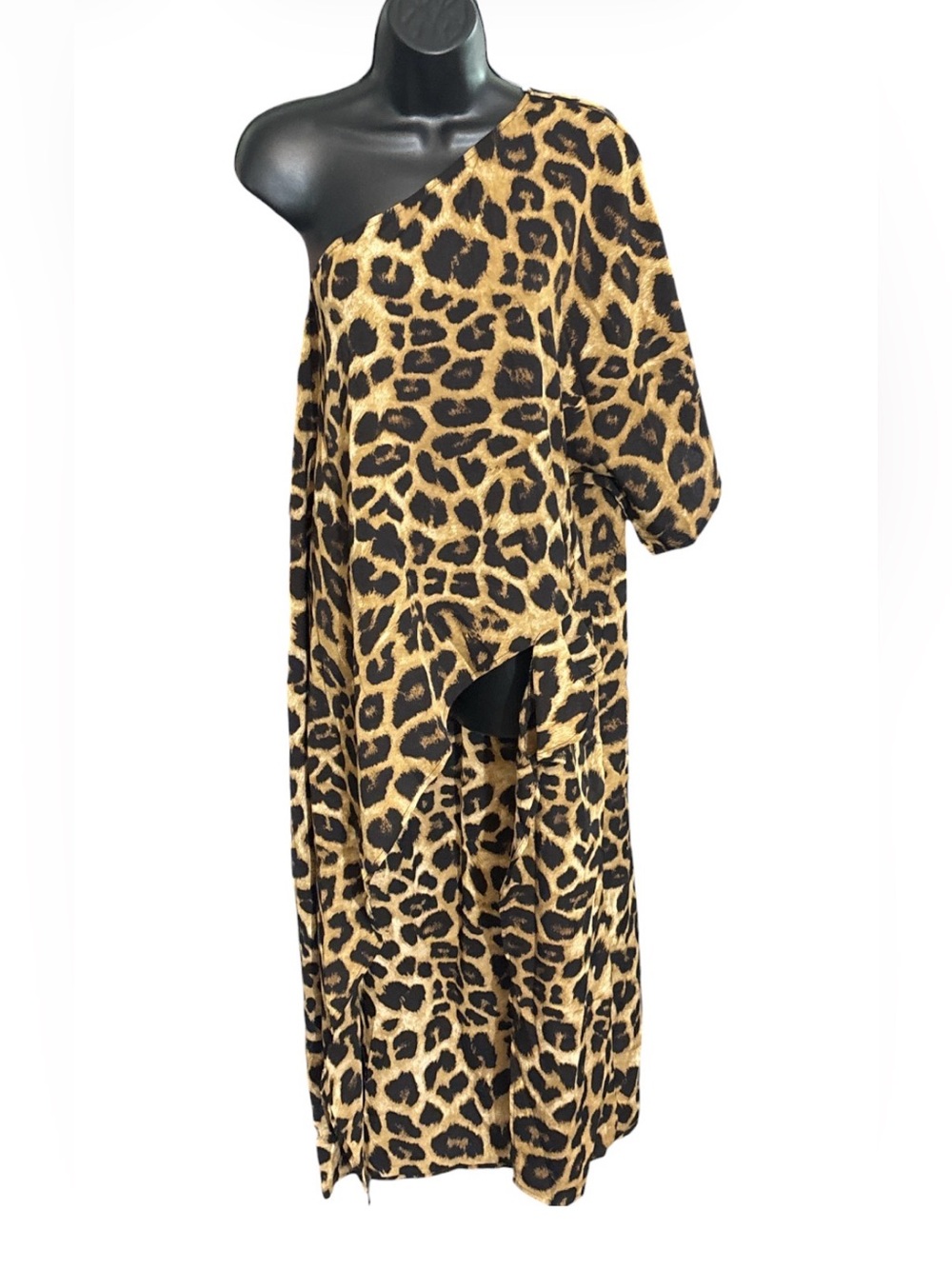 VONDA Asymmetric One-Shoulder Leopard print Maxi Dress / Kaftan/ Coverup - Picture 4 of 7